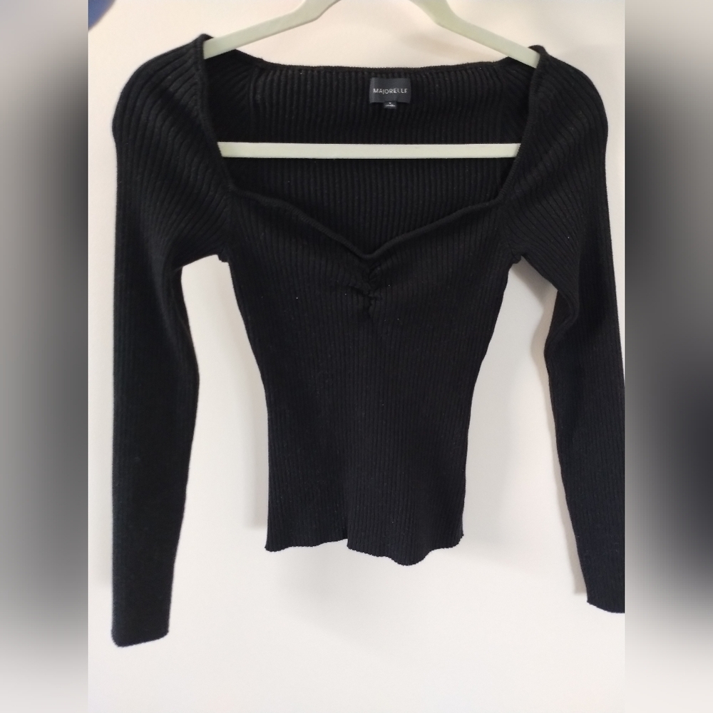 MAJORELLE Black Ribbed Knit Top Medium